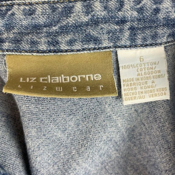 Liz Claiborne LizWear Denim Button Down Shirt and Matching Skirt Size 6 EUC - Picture 8 of 8